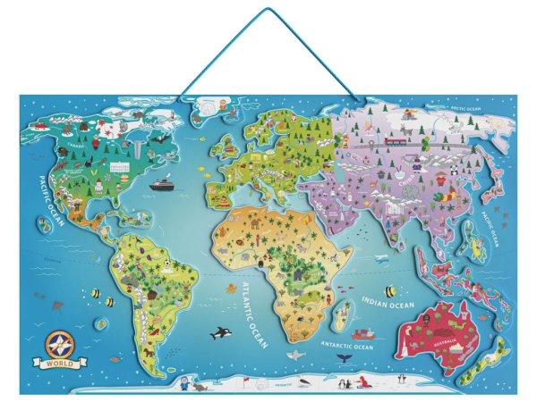 PlayTive 75 x 45 cm fa 94 részes Világ mágneses térkép, világtérkép
puzzle (Magnetic Map of World)