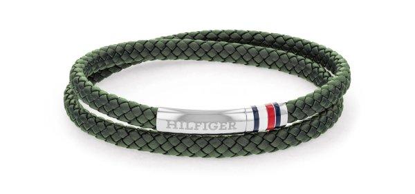 Tommy Hilfiger Zöld bőr karkötő acél csattal 2790550