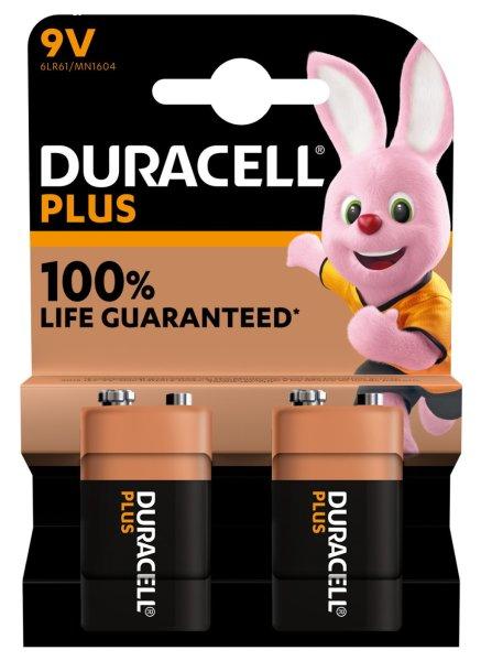 Duracell Plus 9V MN1604 alkáli elem 6LR61 BL/2