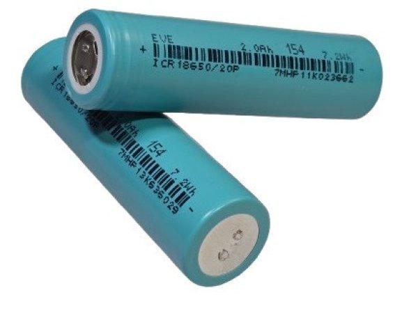 EVE 18650-20P Li-ion ipari akku 3,6V 2000mAh 30A PÖTTYÖS