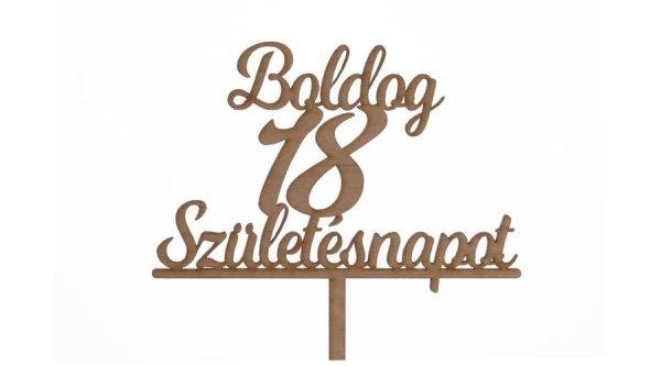 Natúr Boldog Születésnapot 18 feliratos sziluett tortadísz