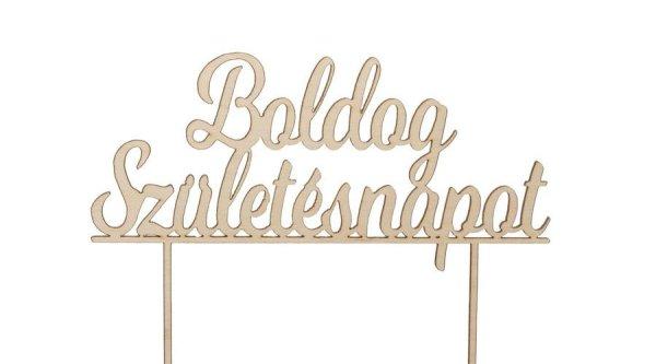 Natúr Boldog Születésnapot feliratos sziluett tortadísz