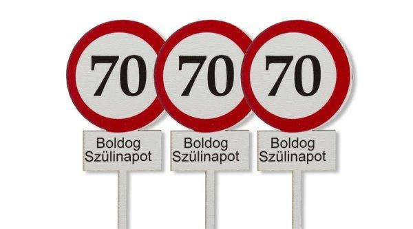 3 db 70-es tábla Boldog Szülinapot felirat sziluett tortadísz