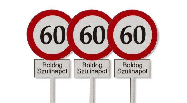 3 db 60-as tábla Boldog Szülinapot felirat sziluett tortadísz