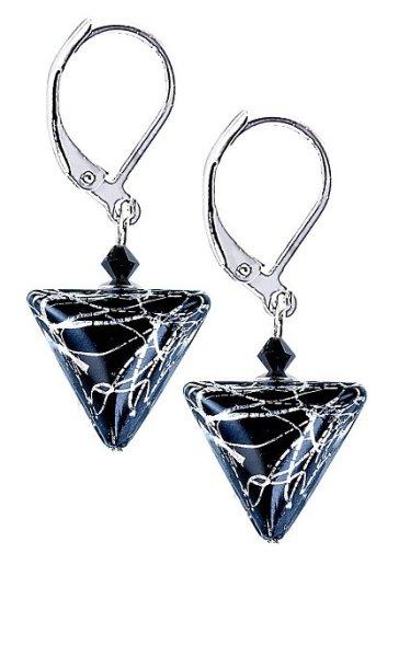 Lampglas Elegáns fülbevaló Black Marble Triangle tiszta
ezüsttel a Lampglas ETA2 gyöngyben