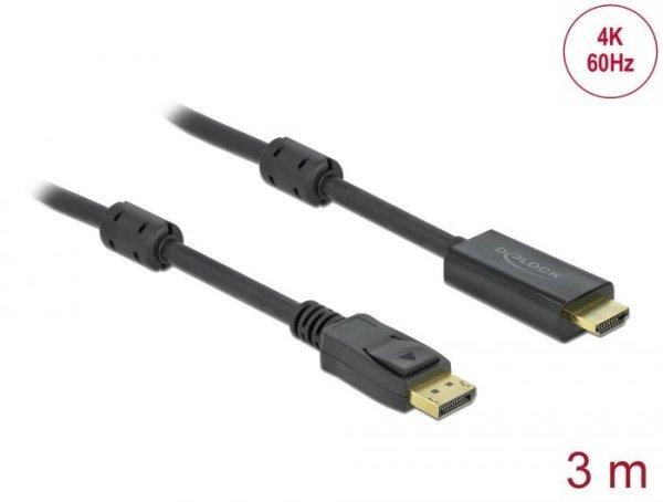 DeLock Active DisplayPort 1.2 to HDMI Cable 4K 60Hz 3m Black