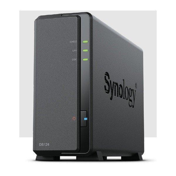 SYNOLOGY NAS 1 fiókos DS124 Realtek RTD1619B 4x1,7GHz, 1GB DDR4, 1x1GbE,
2xUSB3.2Gen1