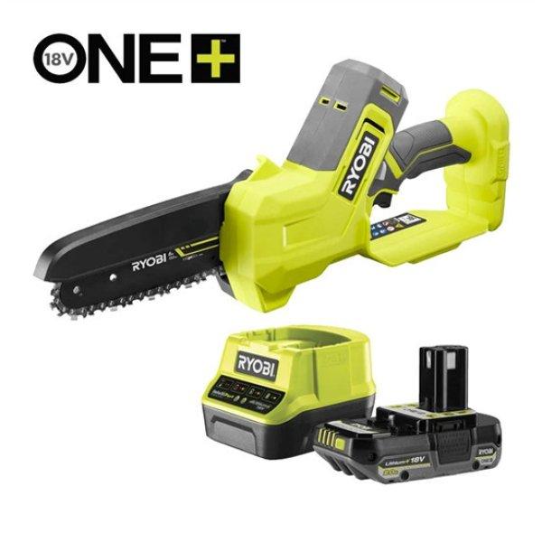 Ryobi 18V One Plus™ 15cm-es mini láncfűrész, 1x 2,0Ah akkumulátor, töltő
- RY18PS15A-120