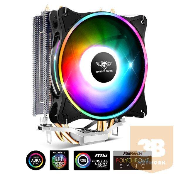 Spirit of Gamer CPU Cooler - CPU AIRCOOLER 120 MM ARGB (27dB; 2500 RPM; 1x12cm;
aluminium/réz)