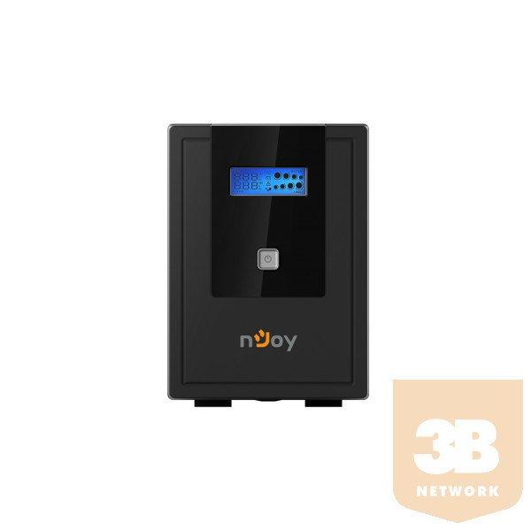 NJOY Szünetmentes 1500VA - Cadu 1500 (2 Schuko, line-interaktív, USB
menedzsment, RJ11/45 vonalvédelem(1Gb/s), fekete)