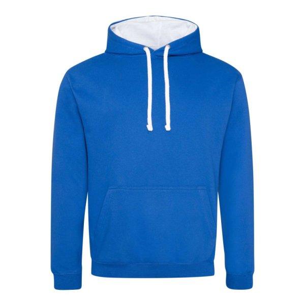 Just Hoods Uniszex kapucnis pulóver kontrasztos színű kapucni béléssel
AWJH003, Royal Blue/Arctic White-L