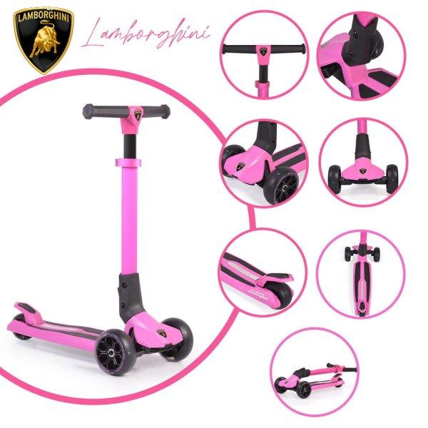 Moni Lamborghini roller 3 kerekű, összecsukható, 50 kg-ig pink