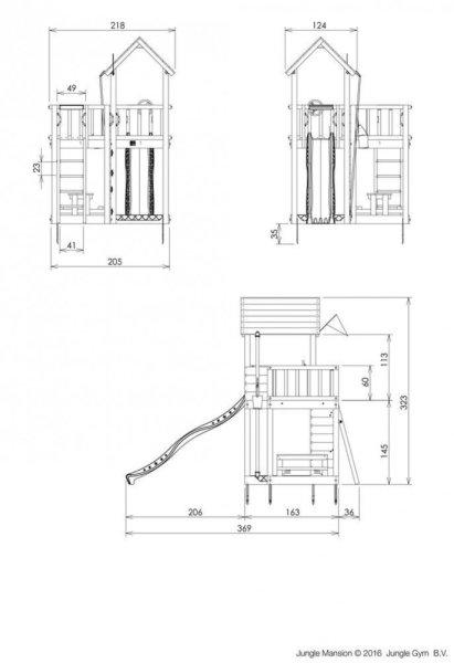 Kerti játszótér - Jungle Gym Mansion játszótorony csúszdával és
ajándék vágással