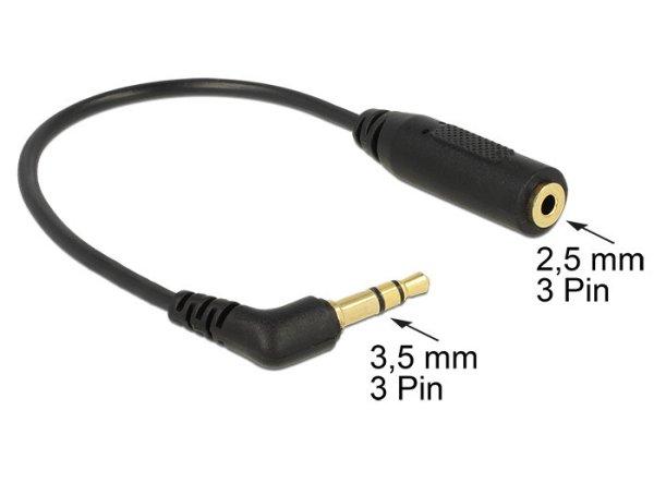 DeLock Audio Cable Stereo jack 3,5 mm 3 pin male angled > Stereo jack 2,5 mm
3 pin female