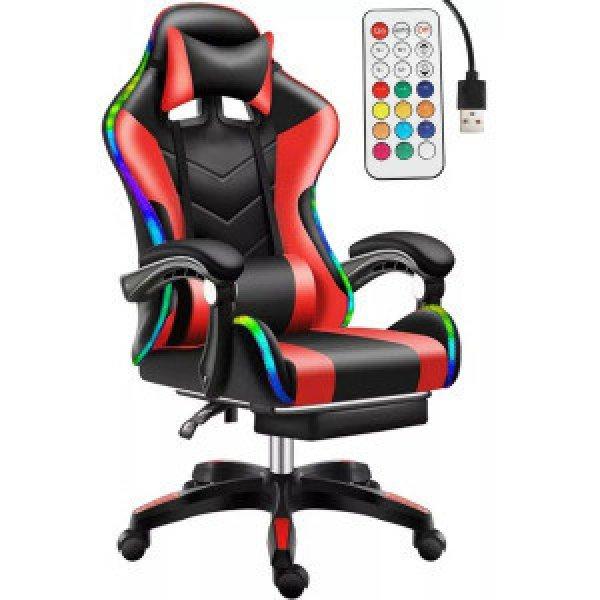 Likeregal 920 LED gamer szék lábtartóval piros