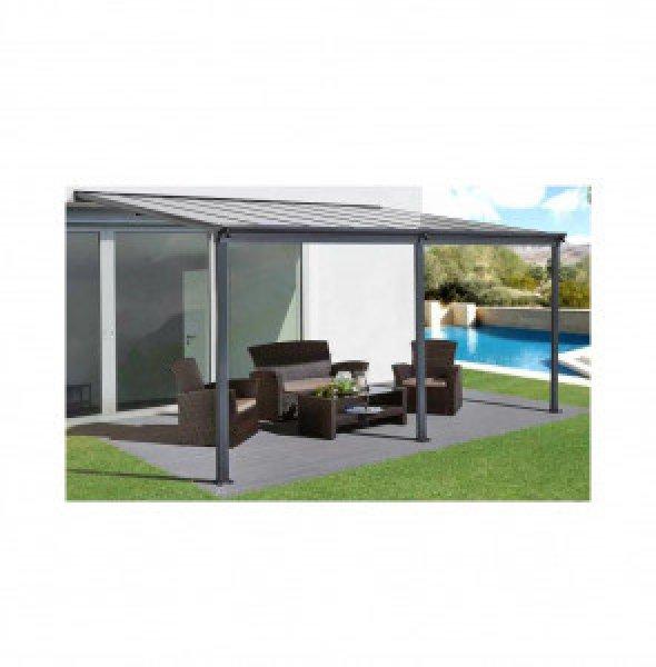 Féltetős pergola P-496-1 antracit átlátszó tetővel 303 cm x 496 cm