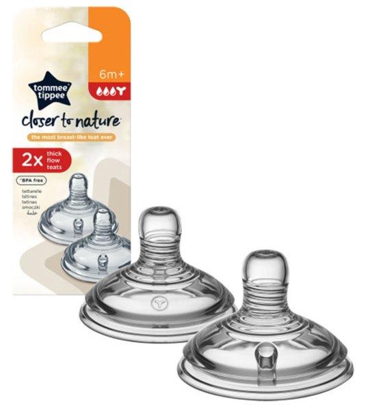 Tommee Tippee Closer To Nature 2db-os szilikon 6+ etetőcumi "Y"
vágású - sűrű ételekhez