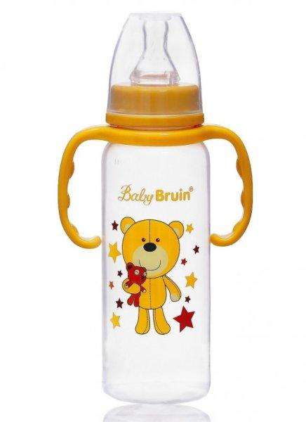 Baby Bruin polipropilén fogantyús cumisüveg, 240ml Sága maci