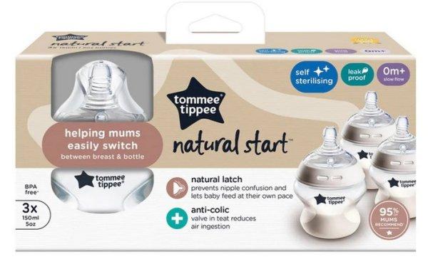 Tommee Tippee Natural Start cumisüveg 3 x 150 ml - fehér