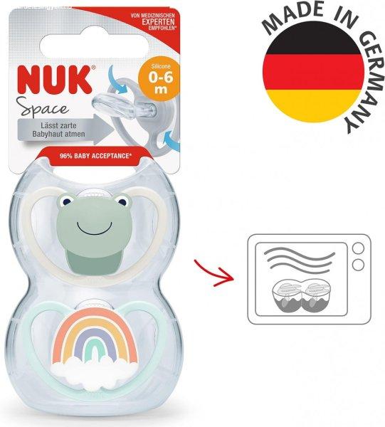 NUK Space szilikon cumi 0-6 hó 2db - Béka/szivárvány