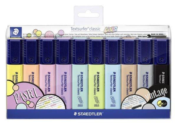 Szövegkiemelő készlet, 1-5 mm, STAEDTLER "Textsurfer Classic Pastel 364
C", 10 különböző szín