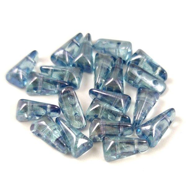 Vexolo cseh préselt 2lyukú gyöngy - Crystal Blue Luster - 5x8mm