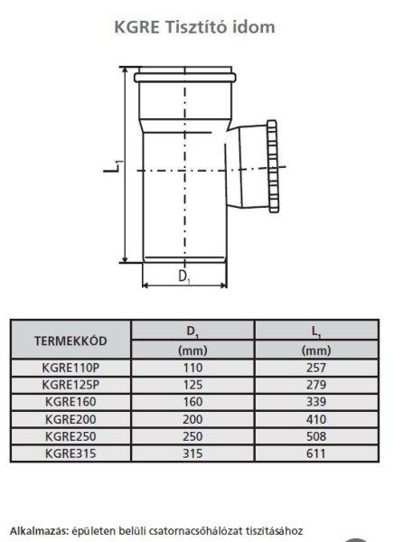 KG 315 csatorna tisztító idom