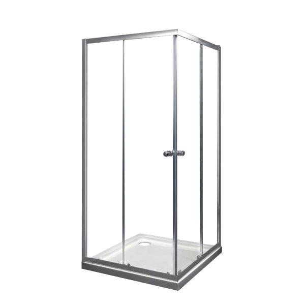 Szögletes zuhanykabin két tolóajtós, króm kerettel, transparent üveggel
80cm