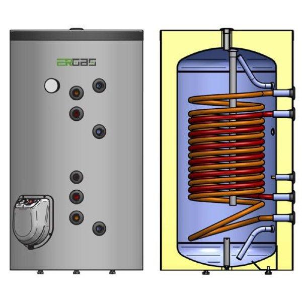 Heizer BSH 202P, 200 L-es álló indirekt tároló, két hőcserélővel, 3 KW
fűtőbetéttel, zománcozott fix szigeteléssel