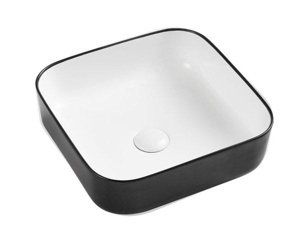 Wellis Azalea matt fekete-fehér pultra építhető porcelán mosdó