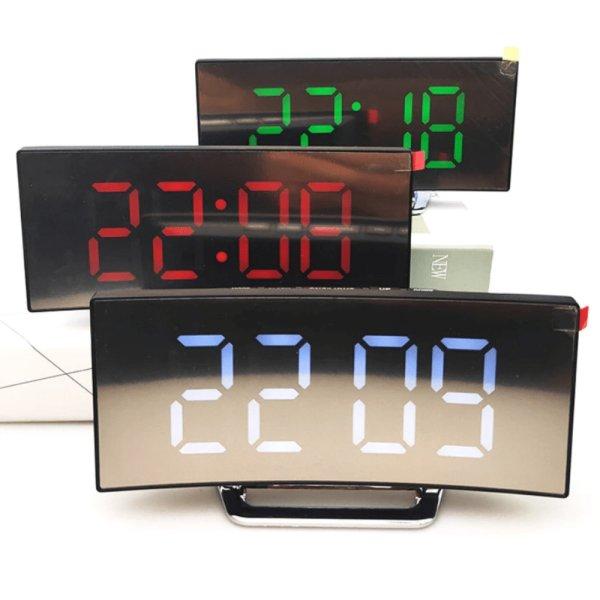 Tükör ívelt kijelzős design LED digitális
ébresztő óra - DT-6507 (BBV)