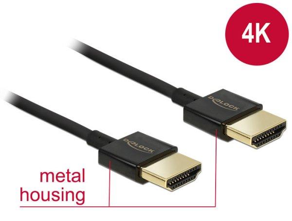 DeLock HDMI-A > HDMI-A 3D 4K 1,5m Slim Black