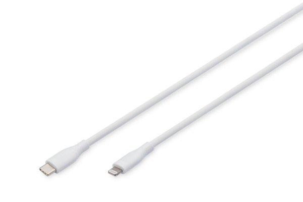 Assmann Lightningh to USB-C Silicone USB2.0 60W Cable 0,5m White