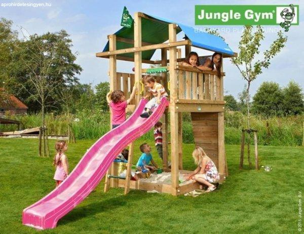 Kerti játszótér - Jungle Gym Fort játszótorony csúszdával és ajándék
vágással