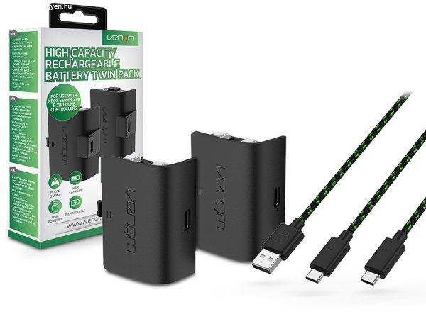 Venom VS2883 Xbox Series S/X&One fekete magas kapacítású (1100mAh) akkucsomag
(2 db)+3m töltőkábel