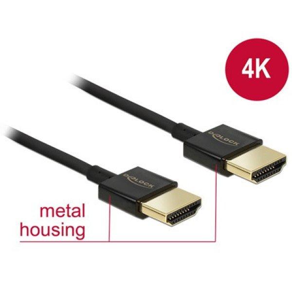 Delock Premium HDMI 2.0 -> HDMI 2.0 M/M video kábel 1.5m fekete slim