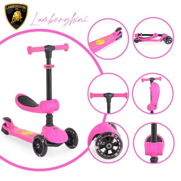 Moni Lamborghini 2in1 ráülős roller pink