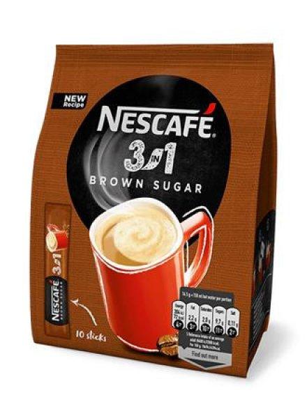 Instant kávé stick, 10x16,5 g, NESCAFÉ "3in1", barna cukorral