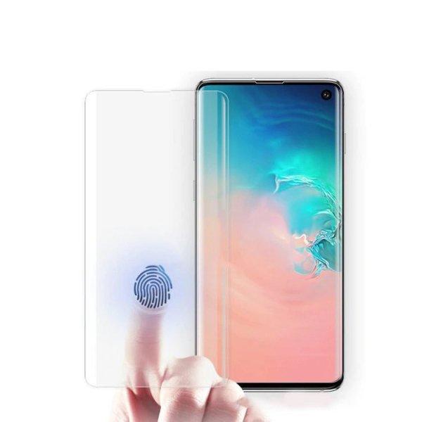 Samsung Galaxy S10+ Plus SM-G975 karcálló edzett üveg HAJLÍTOTT TELJES
KIJELZŐS Tempered Glass kijelzőfólia kijelzővédő fólia kijelző
védőfólia eddzett UV