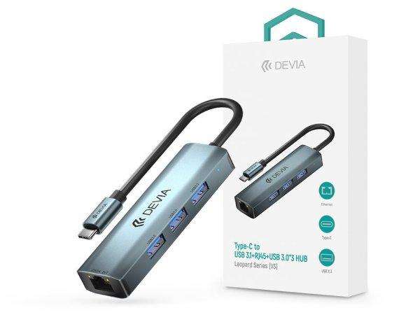 Devia USB Type-C - USB 3.1 + RJ45 + 3xUSB 3.0 elosztó/adapter - Devia Leopard
Series 5 V3 HUB - szürke