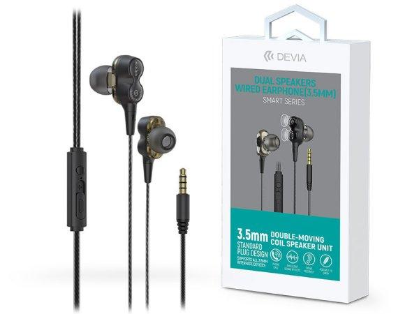 Devia sztereó felvevős fülhallgató - 3,5 mm jack - Devia Smart Series Dual
Speakers Wired Earphone - fekete