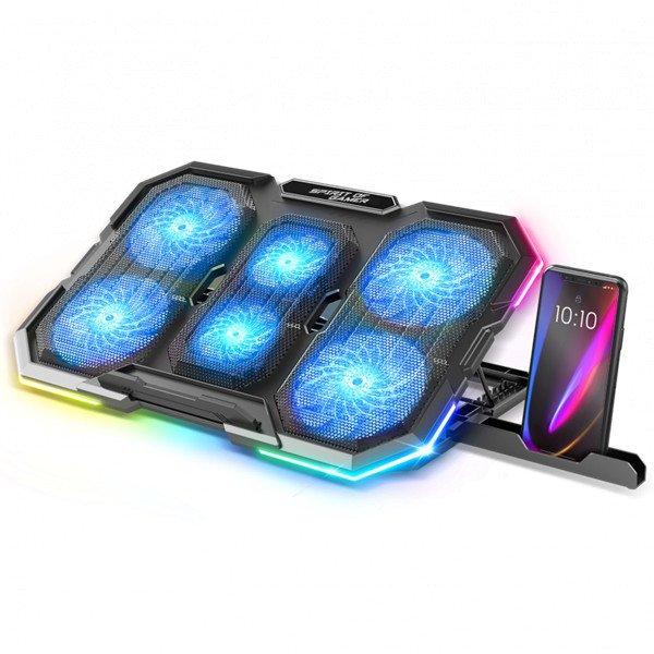 Spirit of Gamer Notebook Hűtőpad 17"-ig - AIRBLADE 700 RGB (29dB; max.
180 m3/h; 4x10cm+2x7cm, RGB LED, 2xUSB2.0)