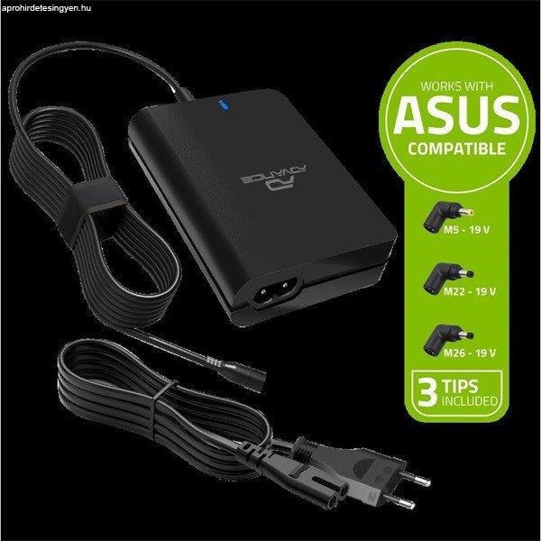 Advance Notebook töltő - Universal Charger for ASUS Laptops (90W, 4
csatlakozó, automata feszültség érzékelés, fekete)