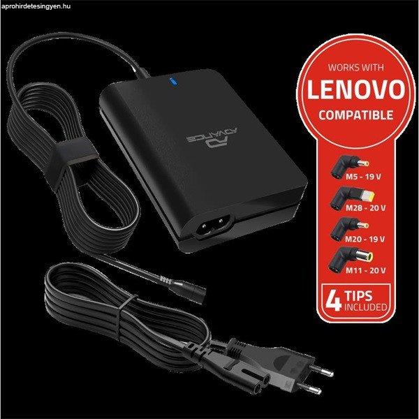 Advance Notebook töltő - Universal Charger for LENOVO Laptops (90W, 4
csatlakozó, automata feszültség érzékelés, fekete)