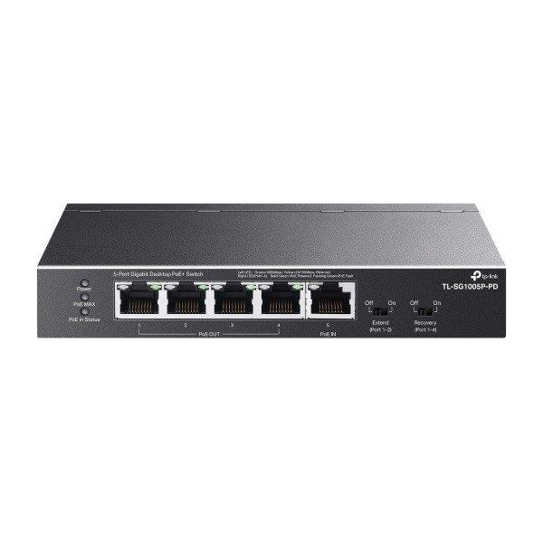 TP-Link Switch PoE - TL-SG1005P-PD (5 port 1Gbps; 1port PoE++ be és 4port PoE+
kimenet; max 66W)