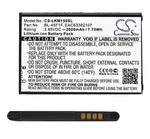 CAMERON SINO Li-Ion akku (3.85V/2000mAh, LG BL-45F1F kompatibilis) FEKETE LG K8
2017 (M200n), LG K4 2017 (M160), LG K9 K350 (K8 2018)