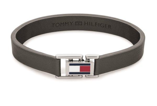 Tommy Hilfiger Szürke bőr karkötő acél csattal
2790428