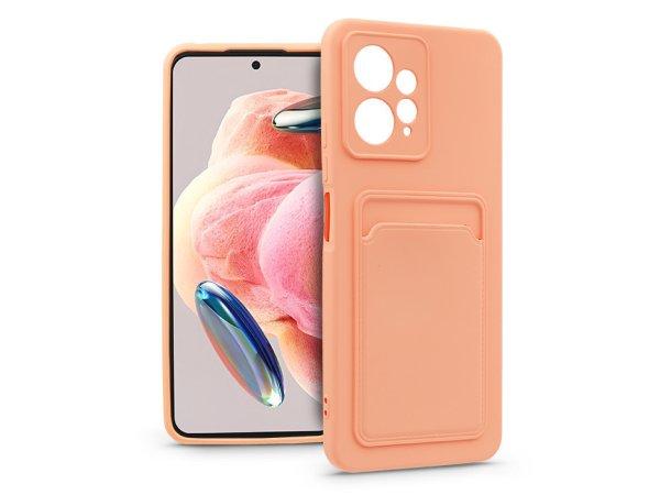 Xiaomi Redmi Note 12 4G szilikon hátlap kártyatartóval - Card Case -
rózsaszín