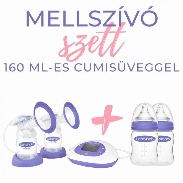 Lansinoh 2in1 elektromos dupla mellszívó + 2db 160ml cumisüveg szett