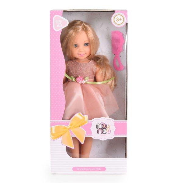 Moni Toys Hajasbaba 38cm-es szőke hajú, tüll szoknyás, tartozék fésűvel -
Bézs